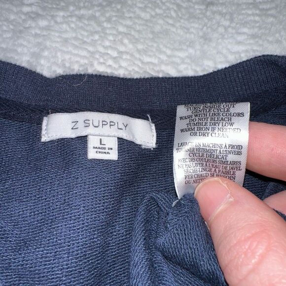 Z Supply Crewneck Sweatshirt Dress Navy Black Leopard Large GUC - Picture 8 of 12